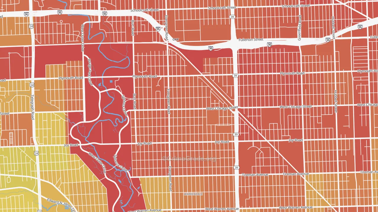Franklin Park, Detroit, MI Map of Vandalism Rates