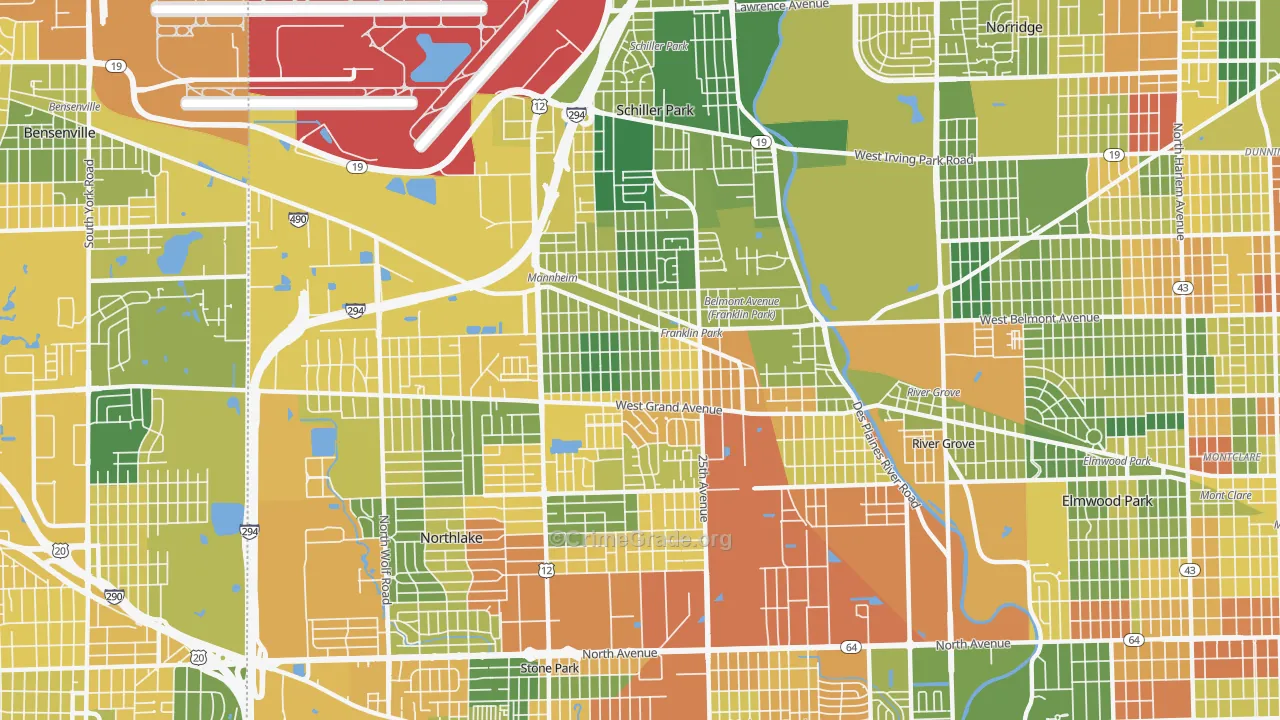 Franklin Park, IL Map of Vandalism Rates