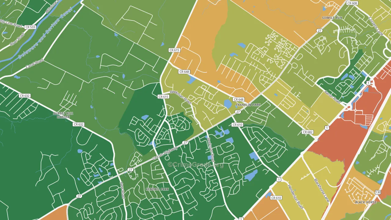 Franklin Park, NJ Map of Vandalism Rates