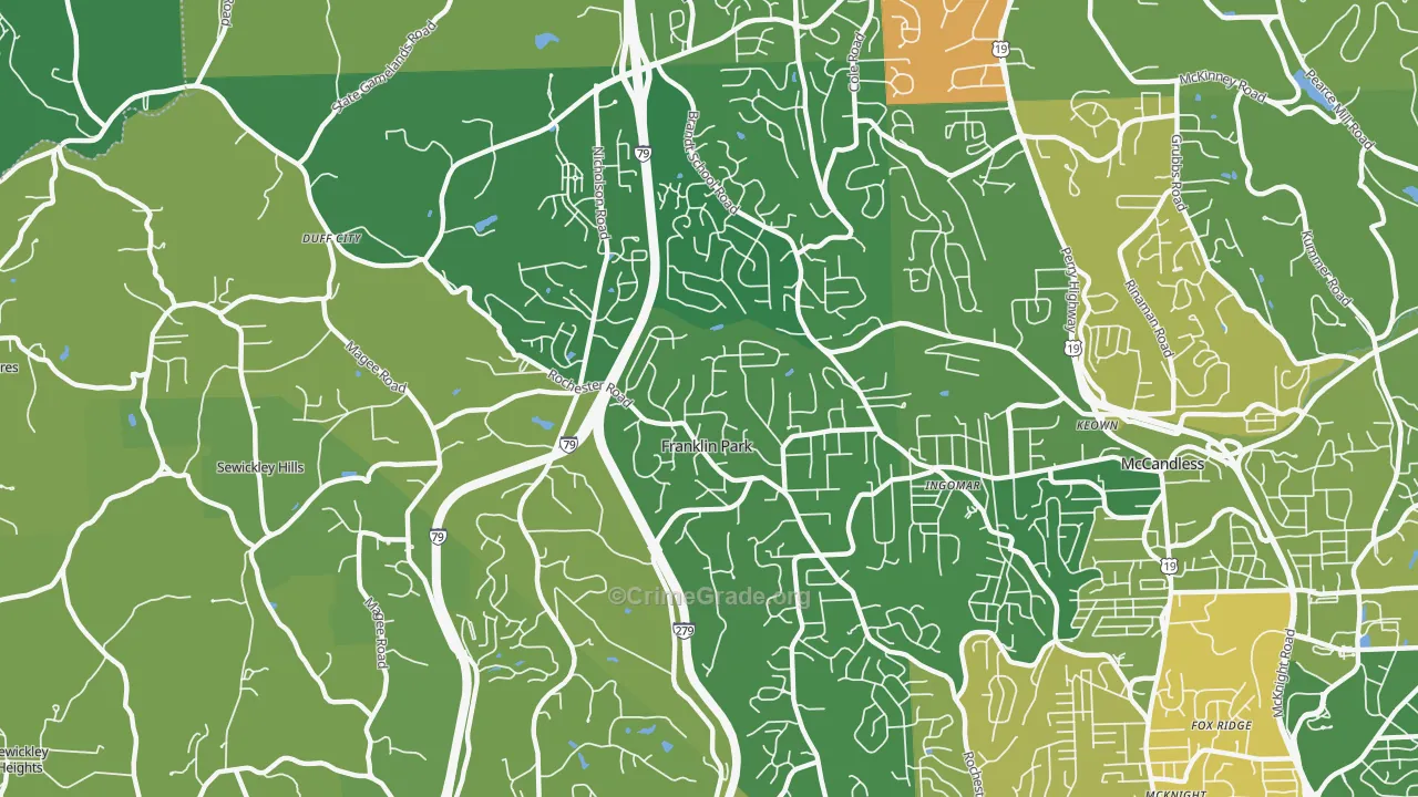 Franklin Park, PA Map of Vandalism Rates