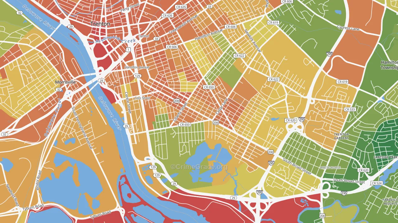 Franklin Park, Trenton, NJ Map of Vandalism Rates