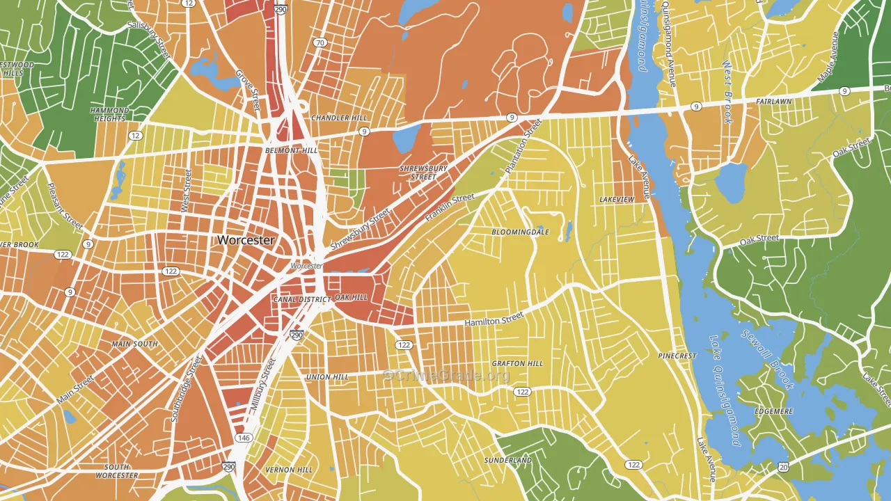 Franklin Plantation, Worcester, MA Map of Vandalism Rates