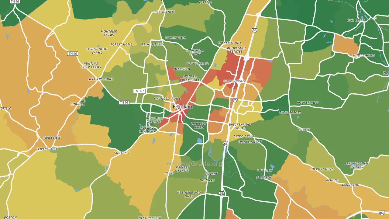 Franklin, TN Map of Vandalism Rates