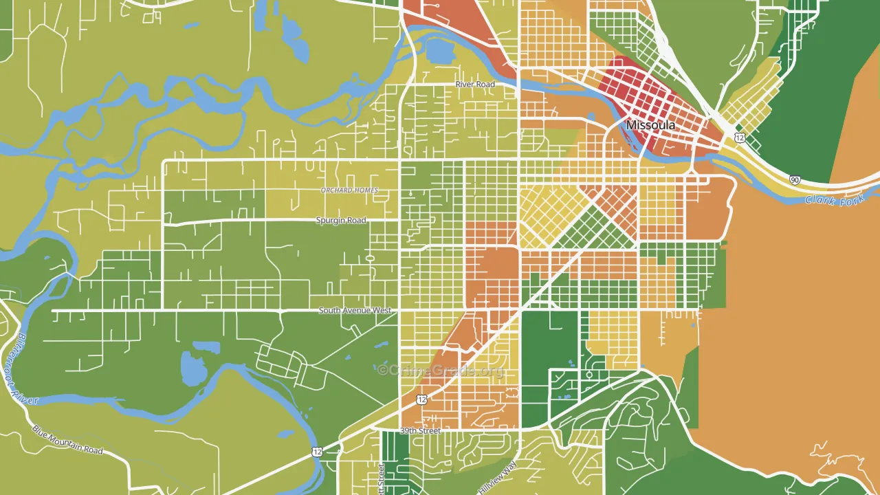 Franklin To The Fort, Missoula, MT Map of Vandalism Rates