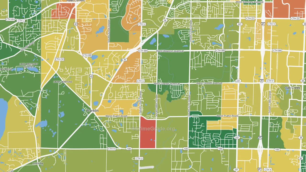 Franklin, WI Map of Vandalism Rates