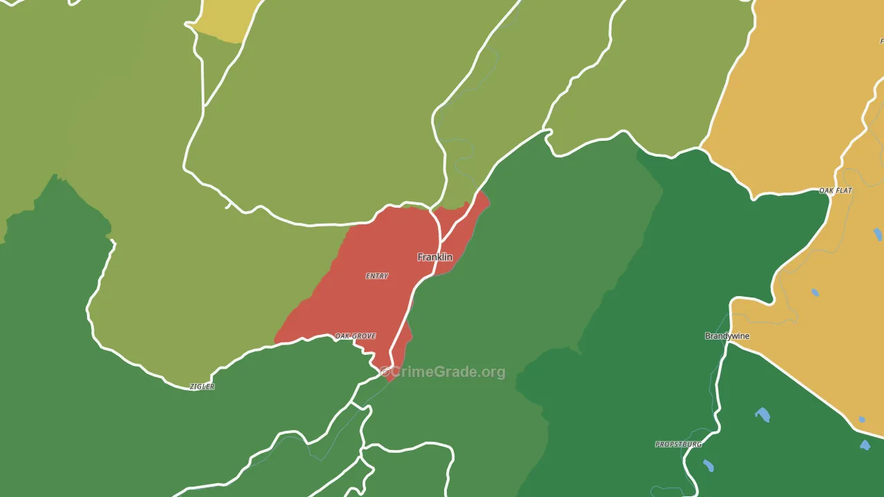 Franklin, WV Map of Vandalism Rates