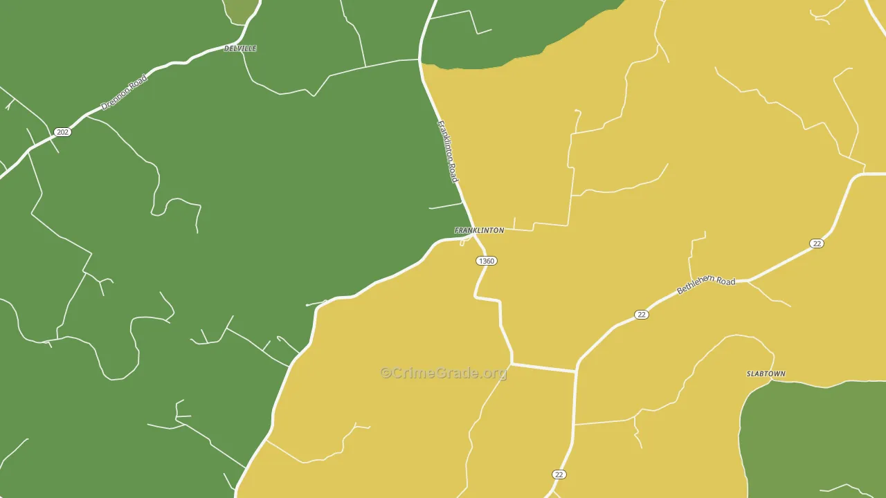 Franklinton, KY Map of Vandalism Rates