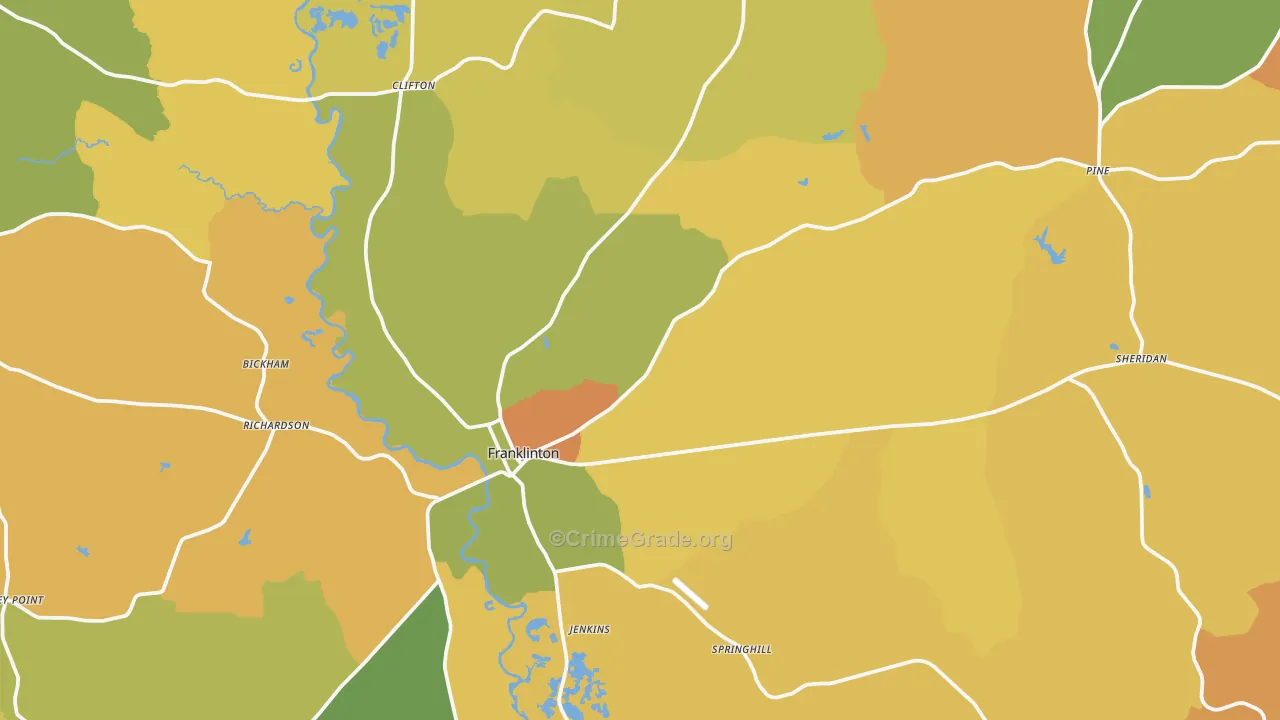 Franklinton, LA Map of Vandalism Rates
