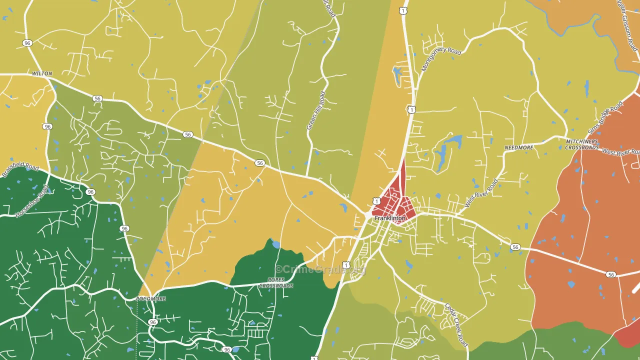 Franklinton, NC Map of Vandalism Rates