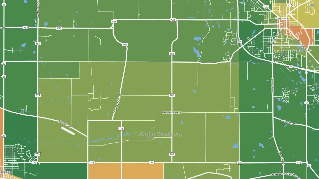 Franklinville, IL Map of Vandalism Rates