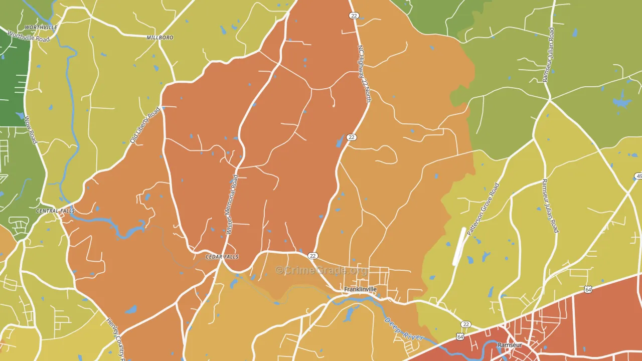 Franklinville, NC Map of Vandalism Rates