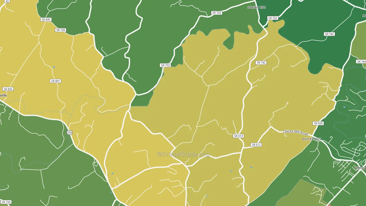 Franks Mill, VA Map of Vandalism Rates