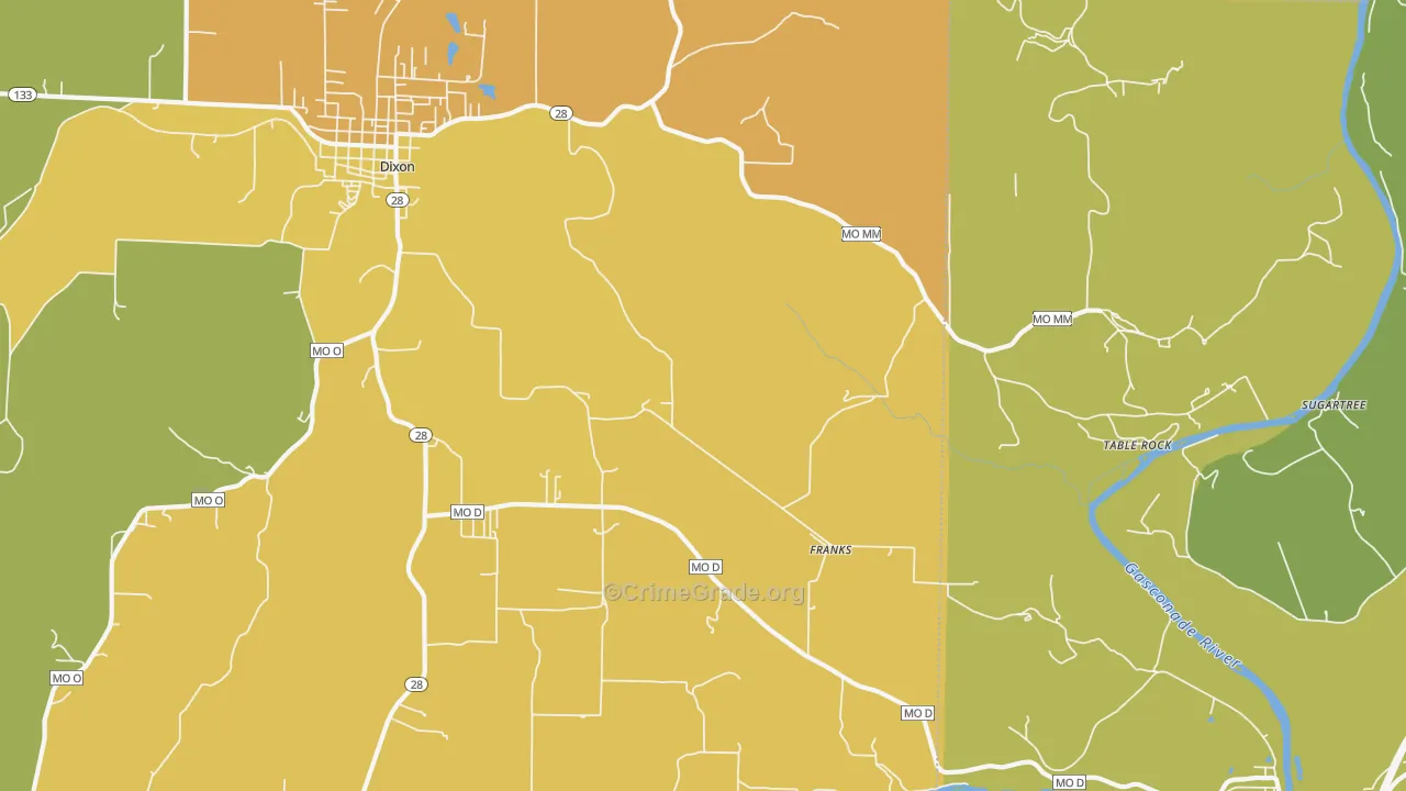 Franks, MO Map of Vandalism Rates