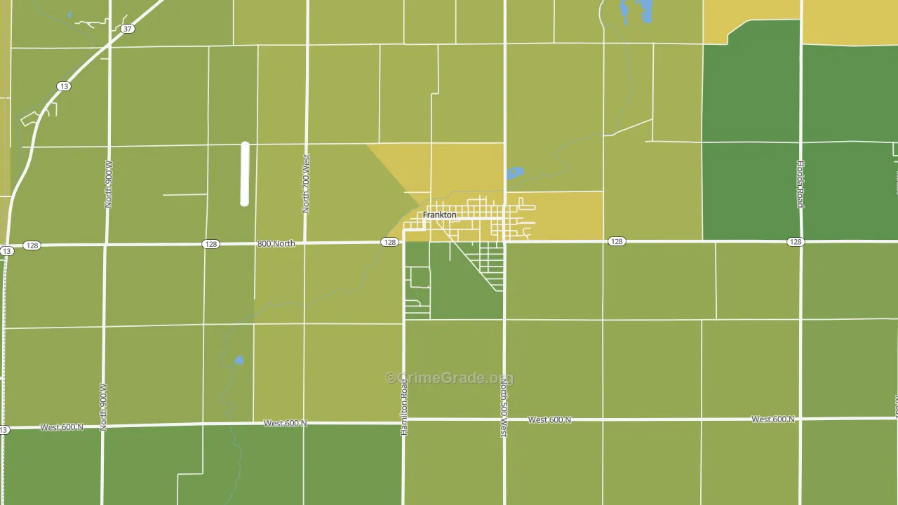 Frankton, IN Map of Vandalism Rates