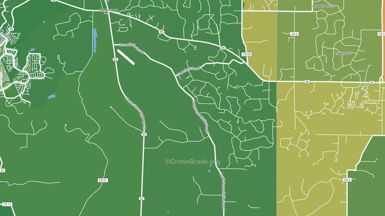 Franktown, CO Map of Vandalism Rates