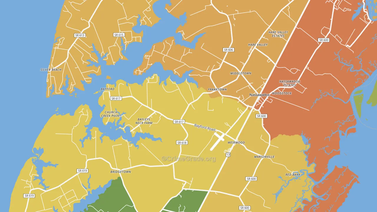 Franktown, VA Map of Vandalism Rates