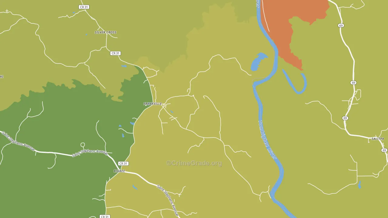 Frankville, AL Map of Vandalism Rates