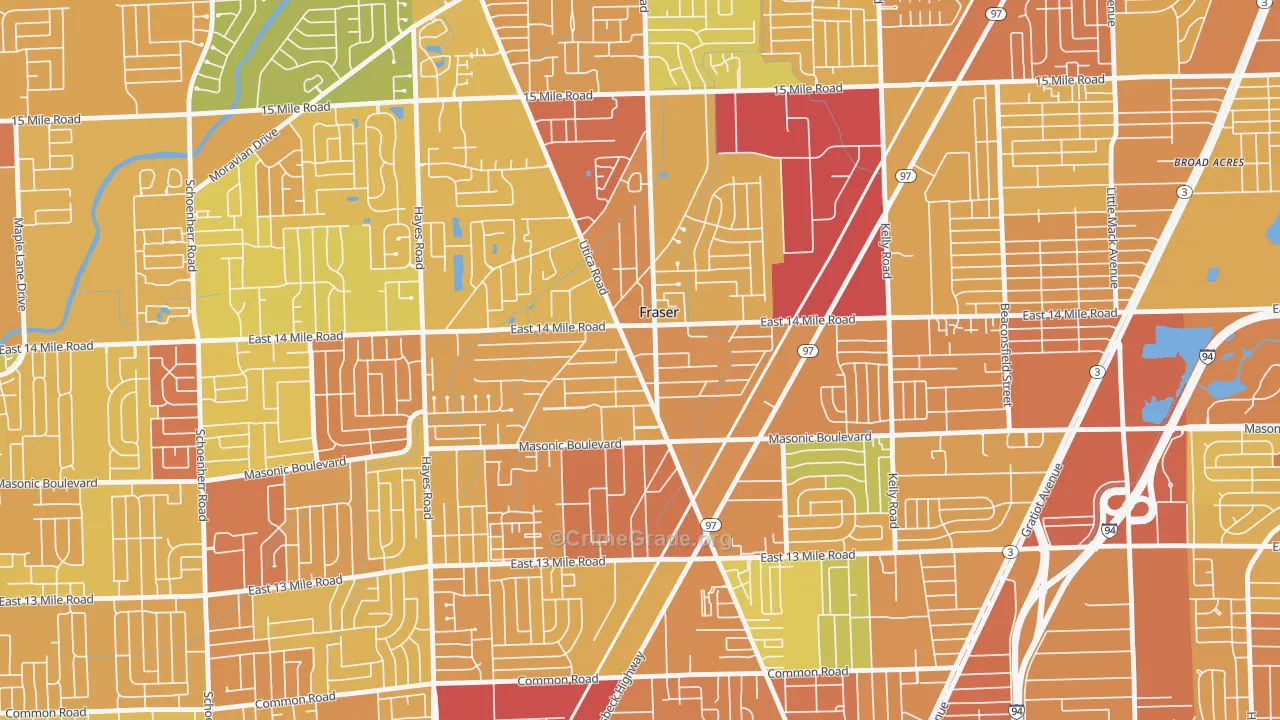 Fraser, MI Map of Vandalism Rates