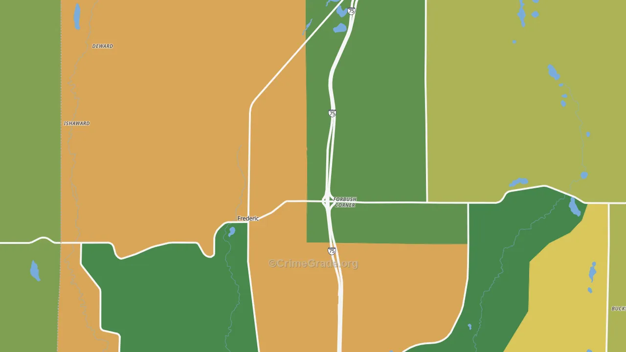 Frederic, MI Map of Vandalism Rates