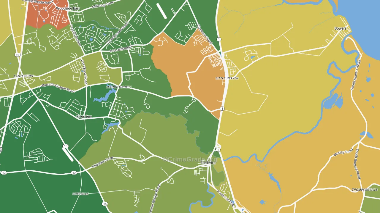 Frederica, DE Map of Vandalism Rates