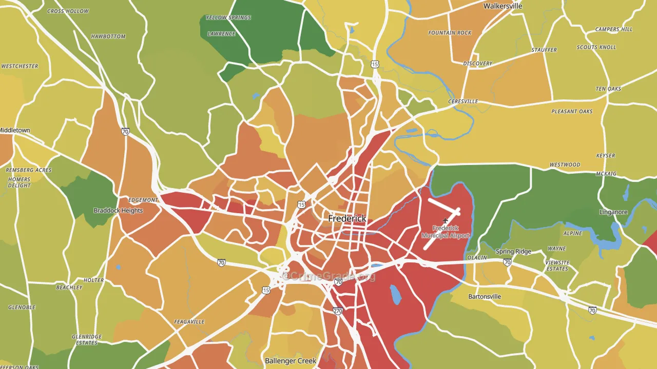 Frederick, MD Map of Vandalism Rates