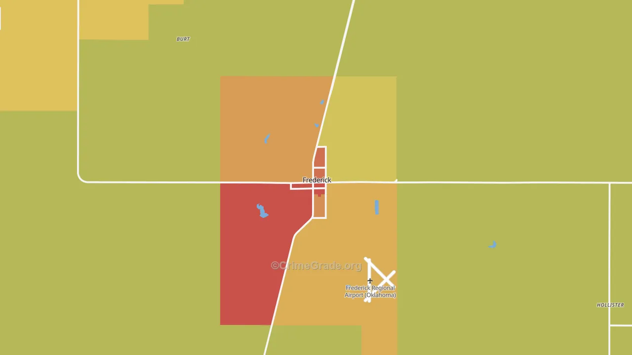 Frederick, OK Map of Vandalism Rates