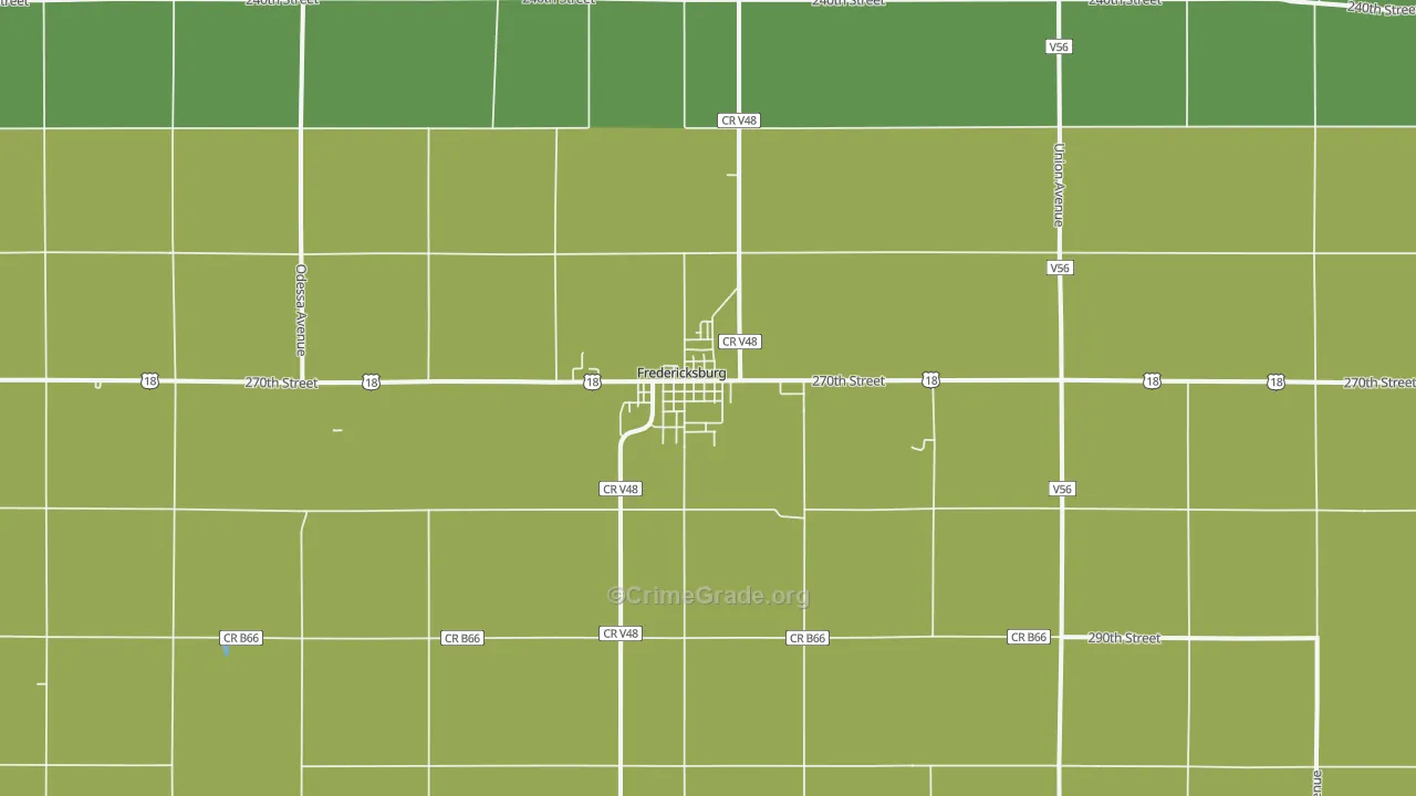 Fredericksburg, IA Map of Vandalism Rates
