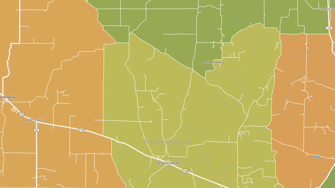 Fredericksburg, IN Map of Vandalism Rates