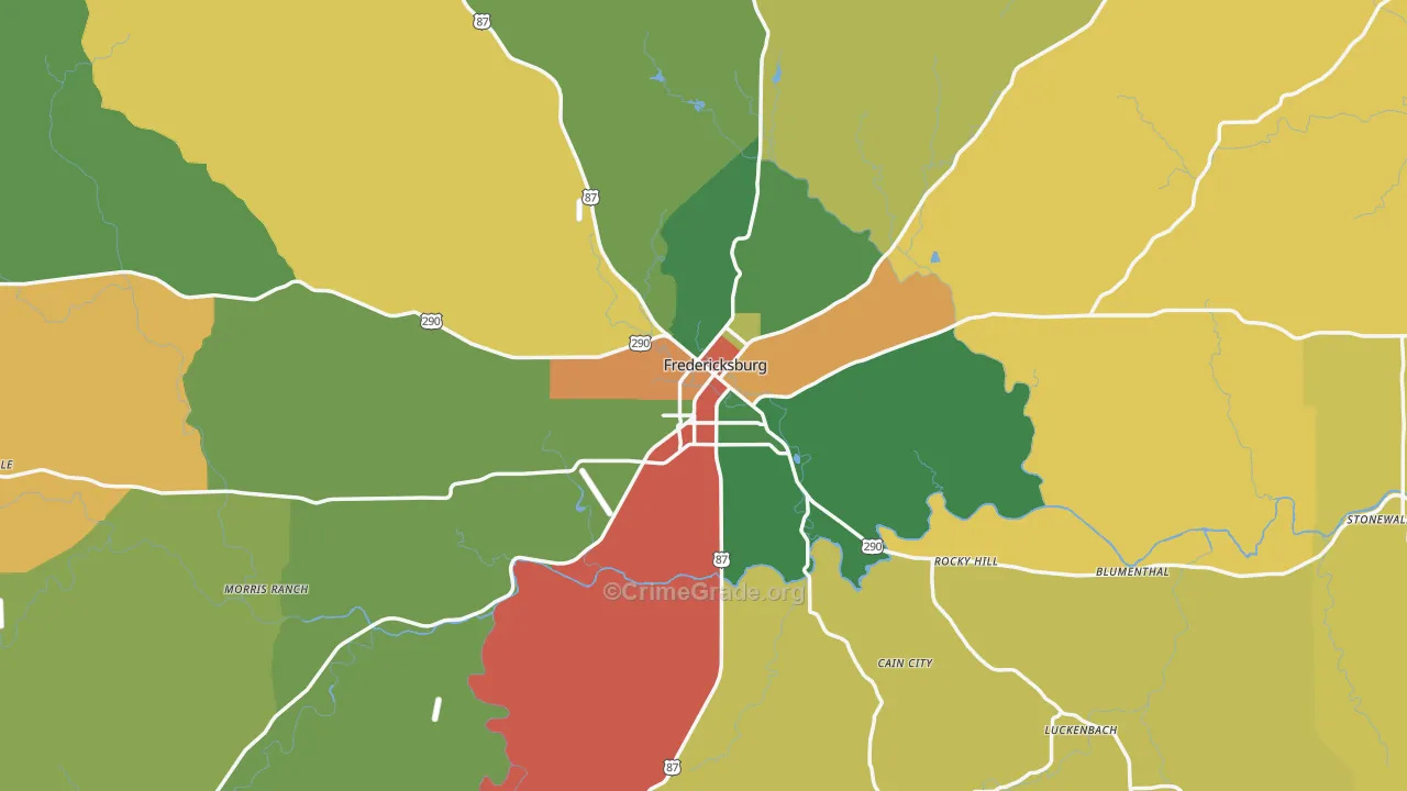 Fredericksburg, TX Map of Vandalism Rates