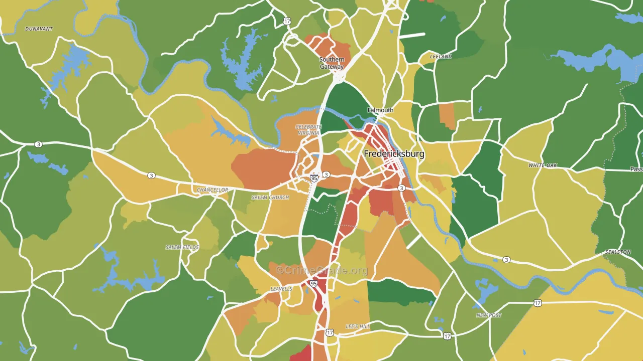 Fredericksburg, VA Map of Vandalism Rates