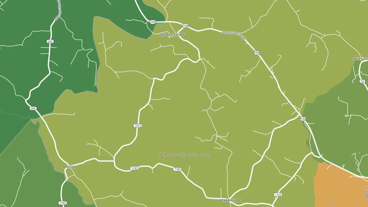 Fredericktown, KY Map of Vandalism Rates