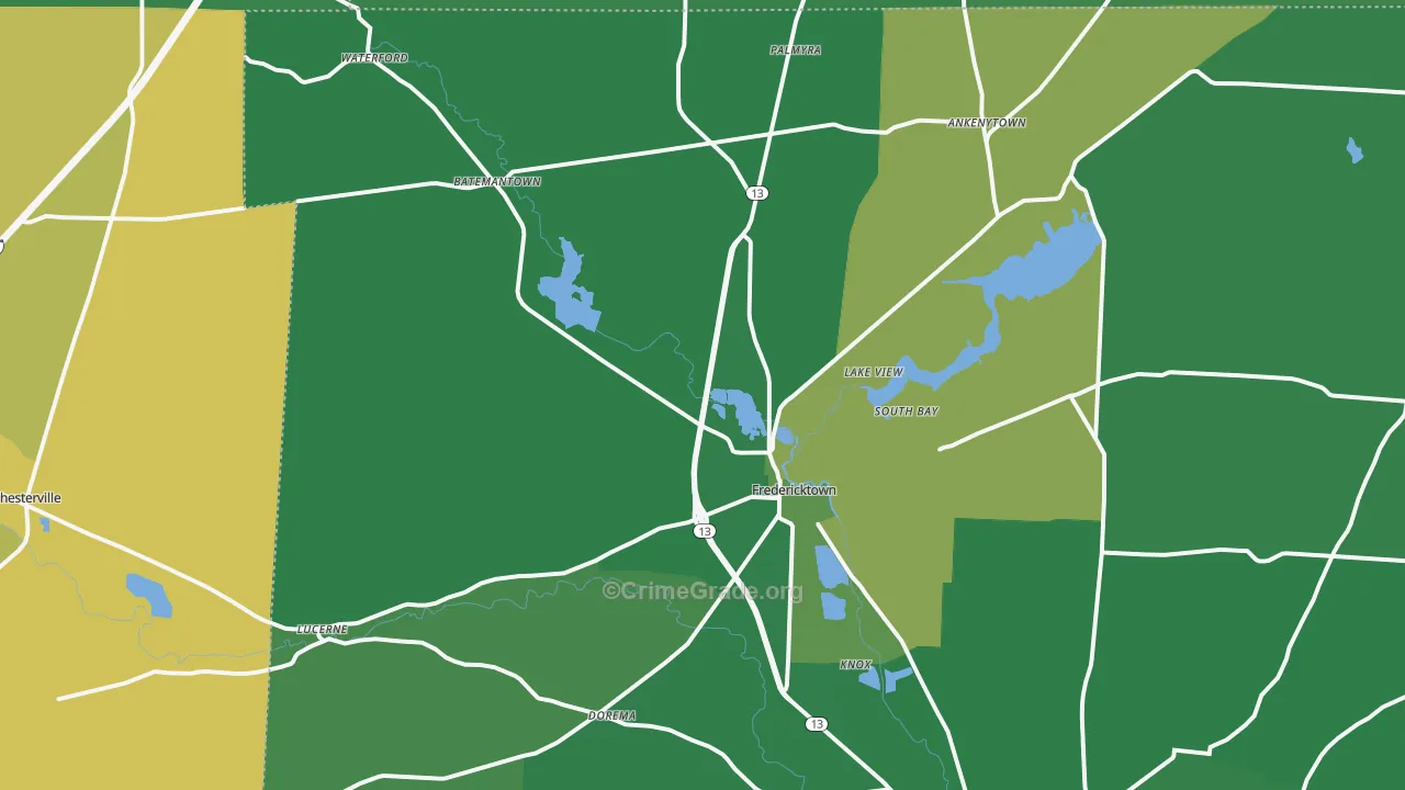 Fredericktown, OH Map of Vandalism Rates