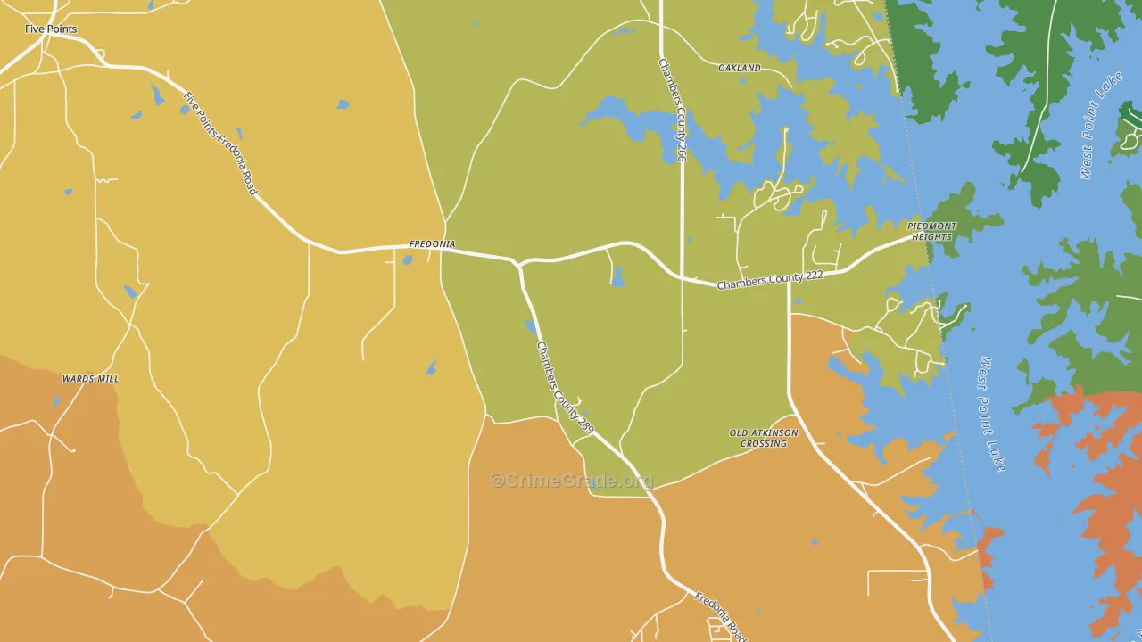 Fredonia, AL Map of Vandalism Rates