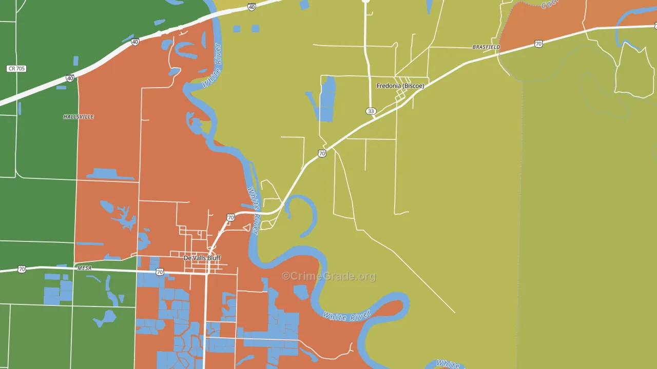 Fredonia, AR Map of Vandalism Rates