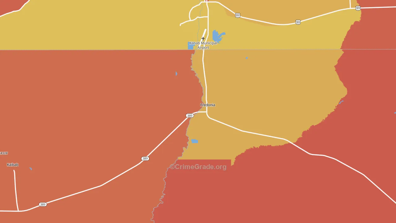 Fredonia, AZ Map of Vandalism Rates