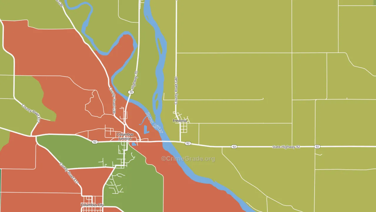 Fredonia, IA Map of Vandalism Rates
