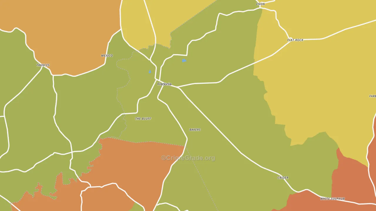 Fredonia, KY Map of Vandalism Rates