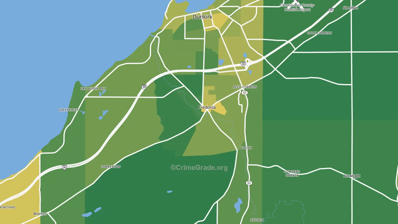 Fredonia, NY Map of Vandalism Rates