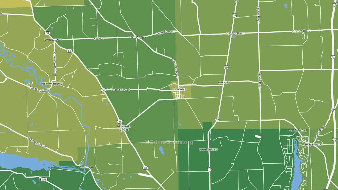 Fredonia, PA Map of Vandalism Rates