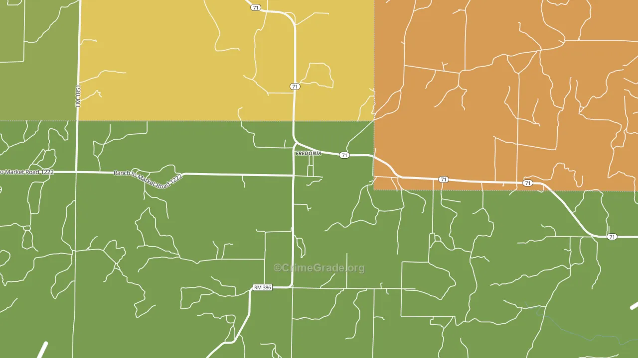 Fredonia, TX Map of Vandalism Rates