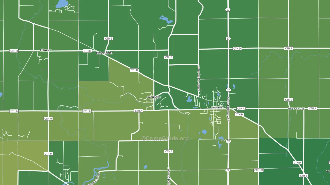 Fredonia, WI Map of Vandalism Rates