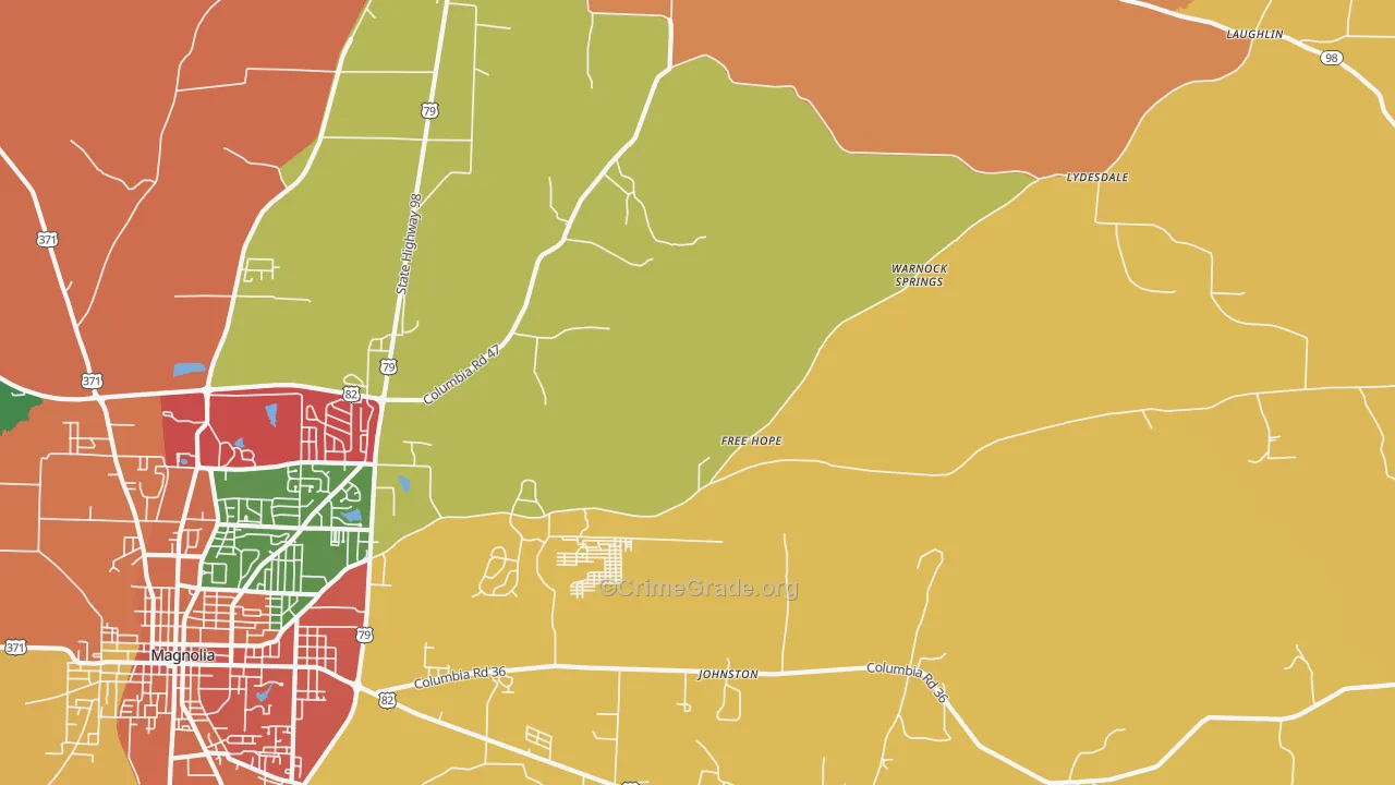 Free Hope, AR Map of Vandalism Rates