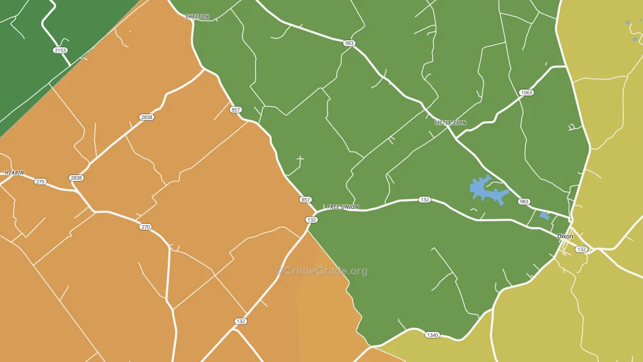 Free Union, KY Map of Vandalism Rates