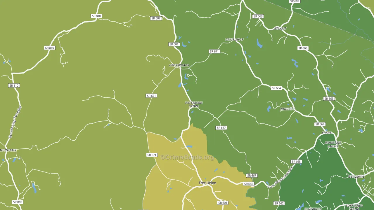 Free Union, VA Map of Vandalism Rates