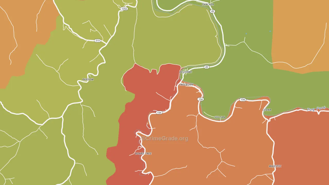 Freeburn, KY Map of Vandalism Rates