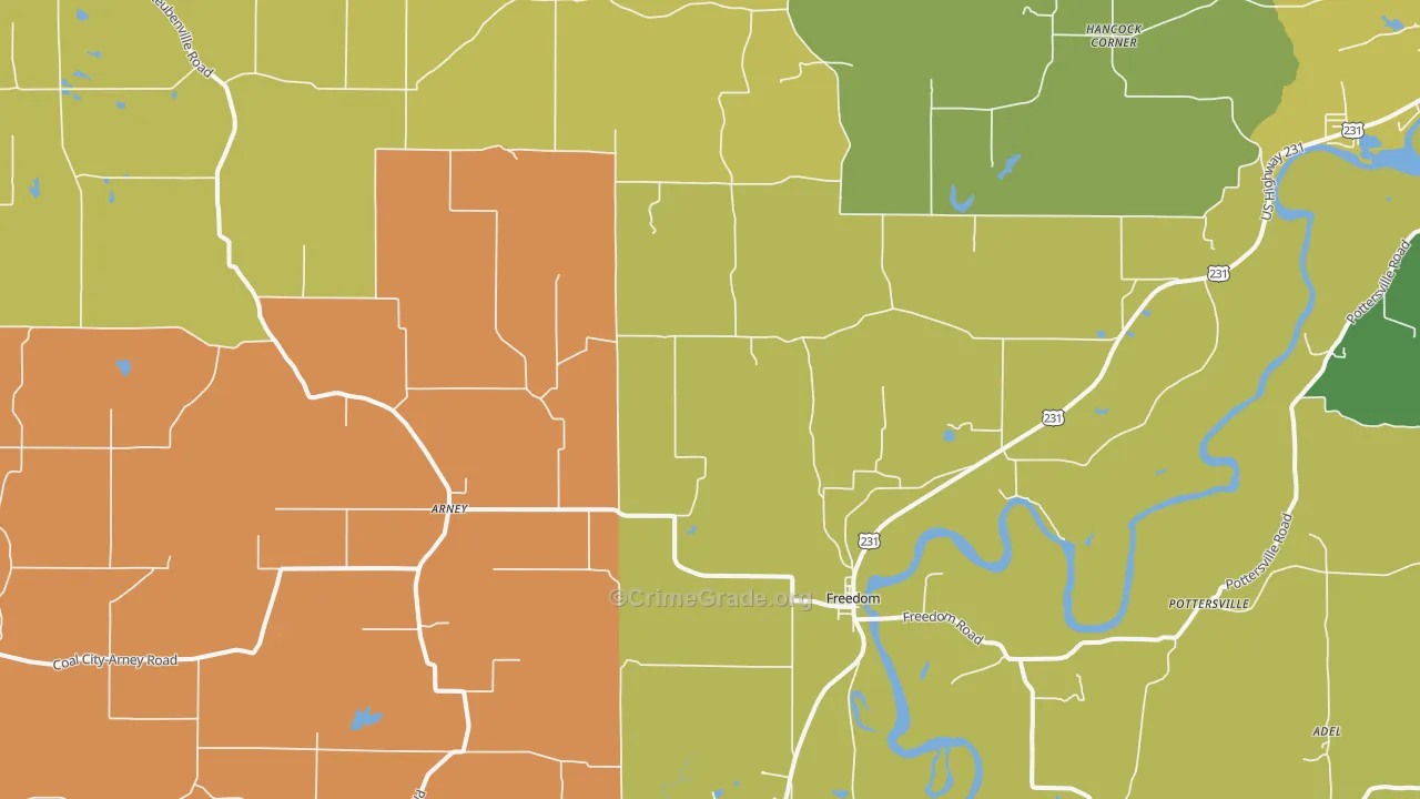 Freedom, IN Map of Vandalism Rates