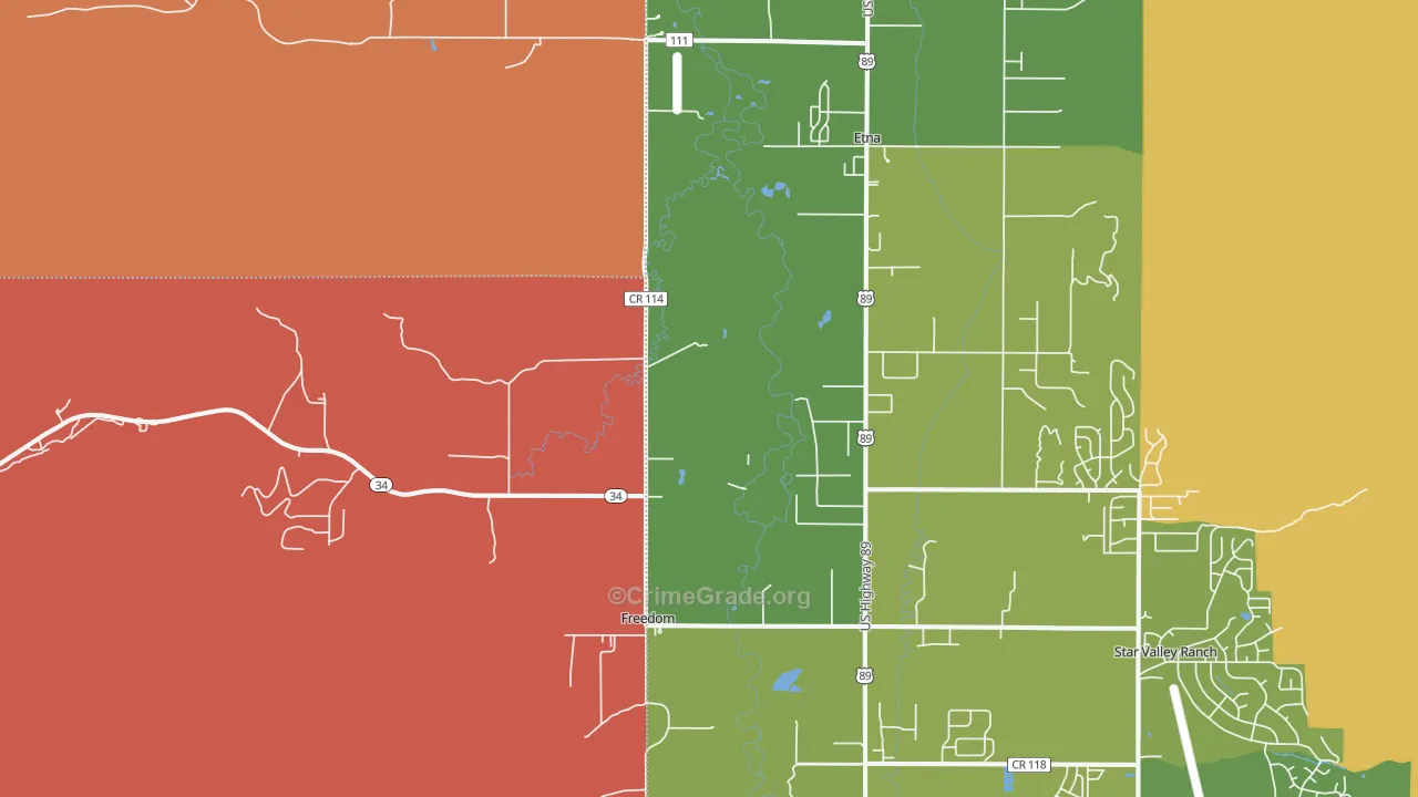 Freedom, WY Map of Vandalism Rates