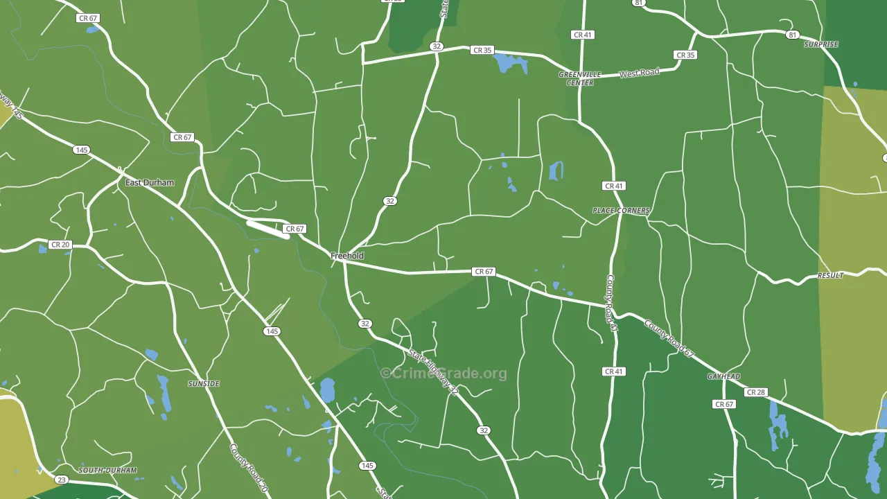 Freehold, NY Map of Vandalism Rates