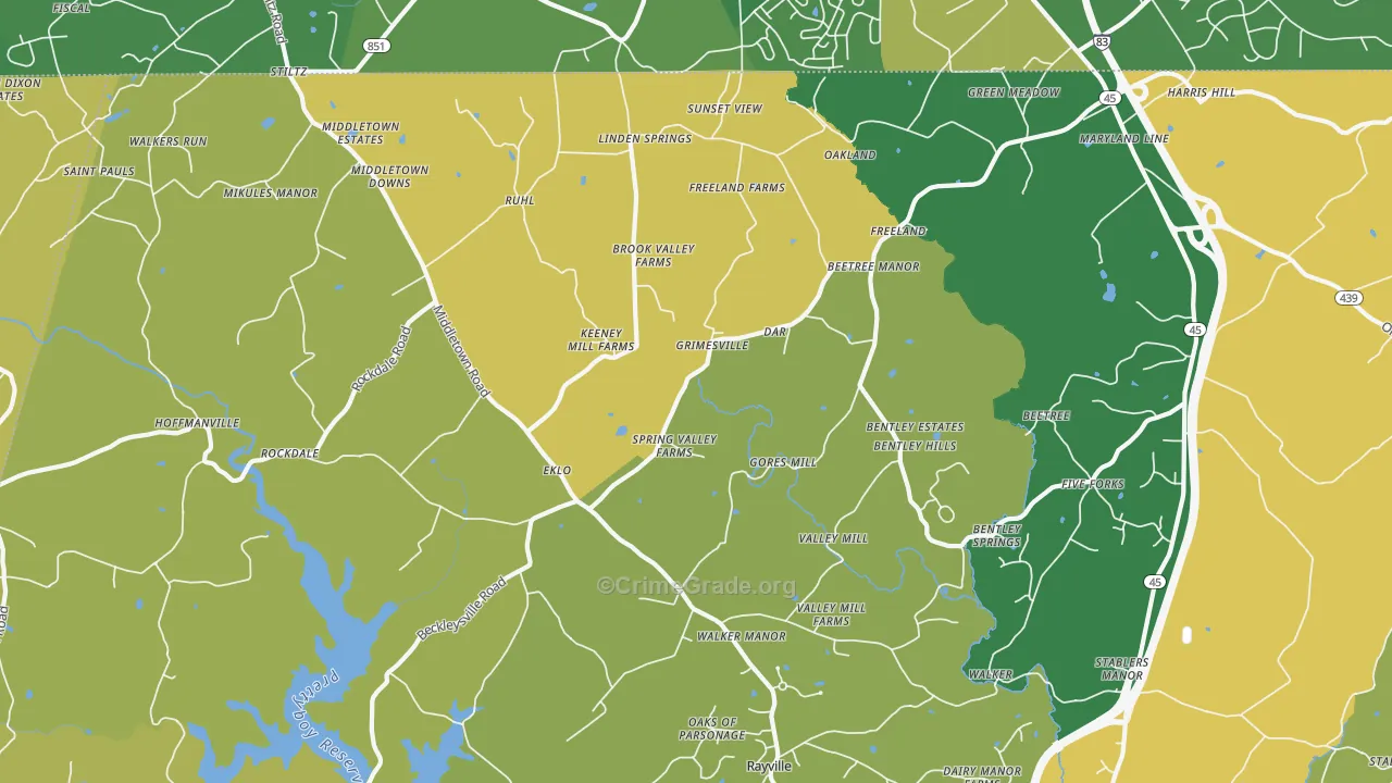 Freeland, MD Map of Vandalism Rates