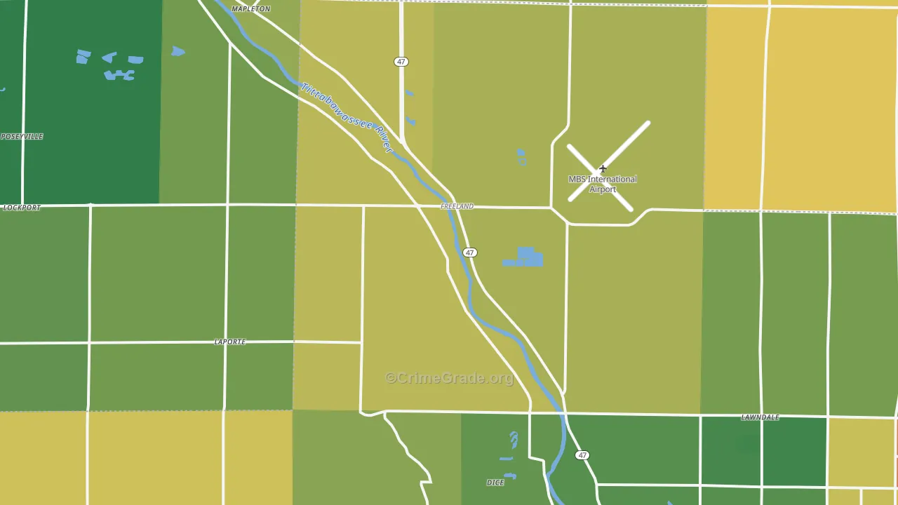 Freeland, MI Map of Vandalism Rates